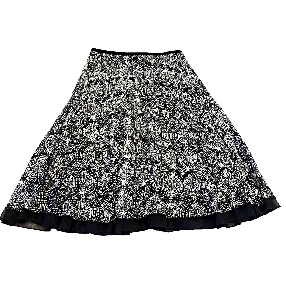 Christopher & Banks Flared Skirt Women's 27x26‎ Lined Geometric Black White